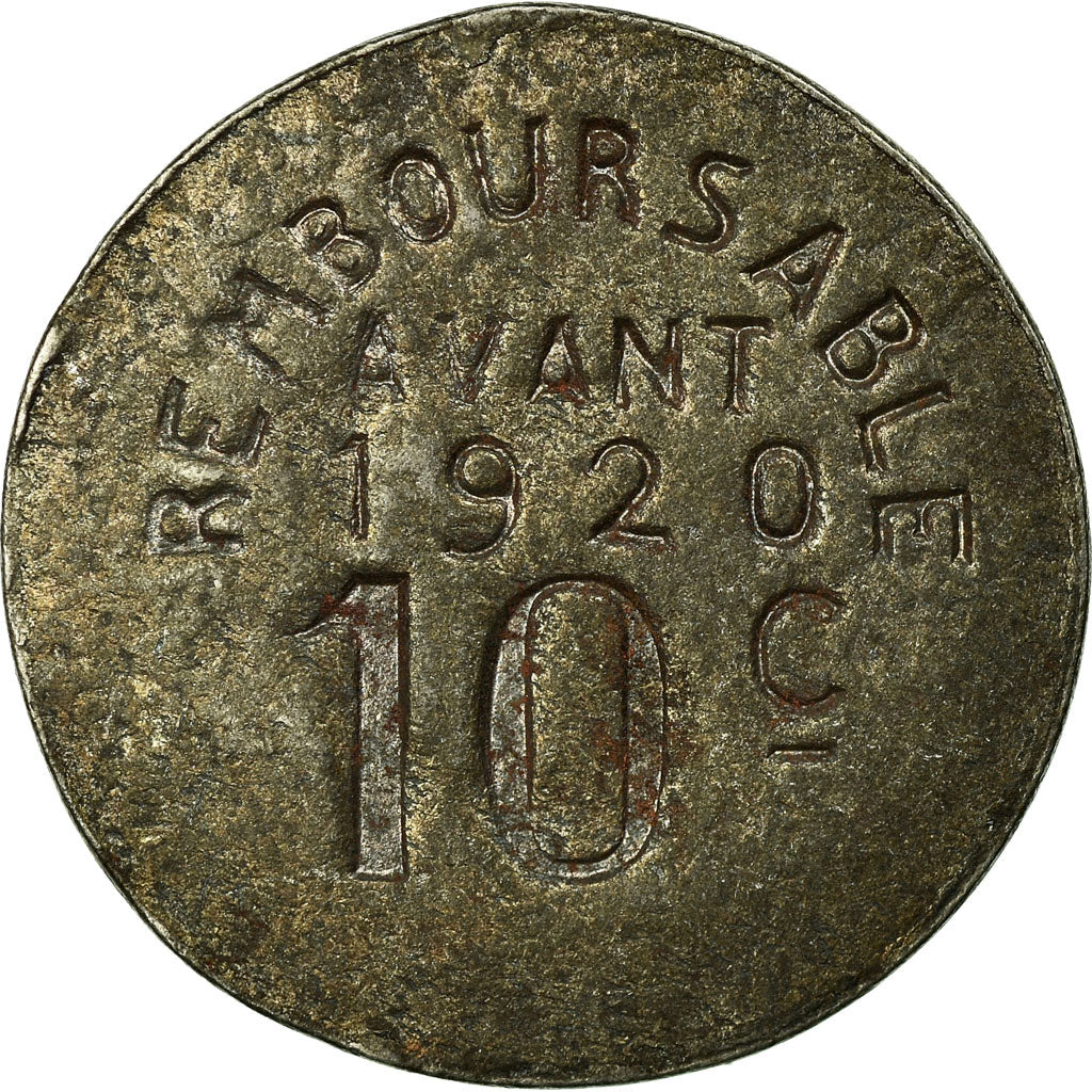 Moneta, Francia, Henric lou Biarnes, Pau, 10 Centimes, BB+, Ferro, Elie:10.2