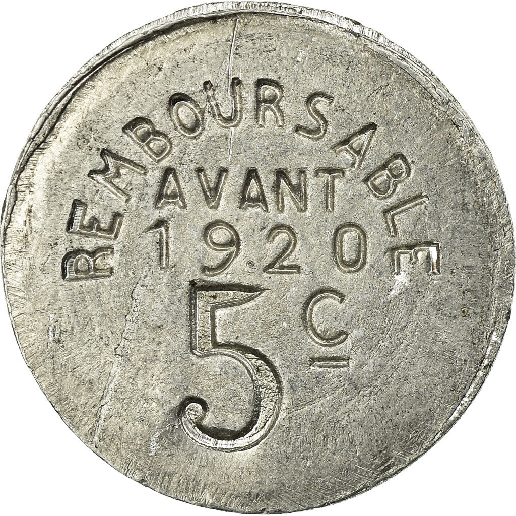 Moeda, França, Henric lou Biarnes, Pau, 5 Centimes, AU(55-58), Alumínio