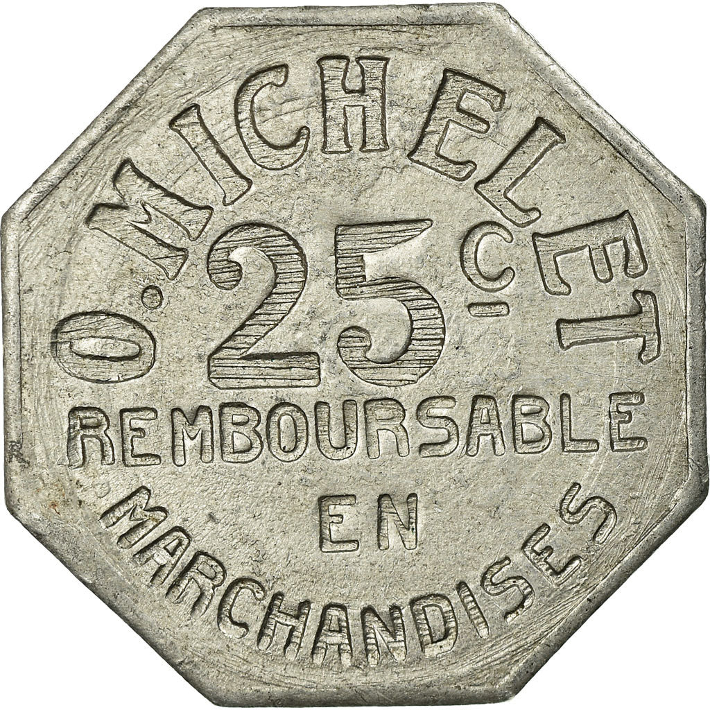 Moneta, Francja, MICHELET O., Pau, 25 Centimes, AU(55-58), Aluminium, Elie:50.3