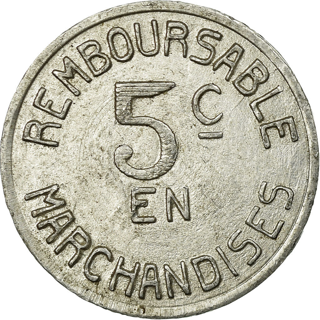 Moneta, Francja, Coopérative Militaire, Pau, 5 Centimes, Undated, AU(50-53)