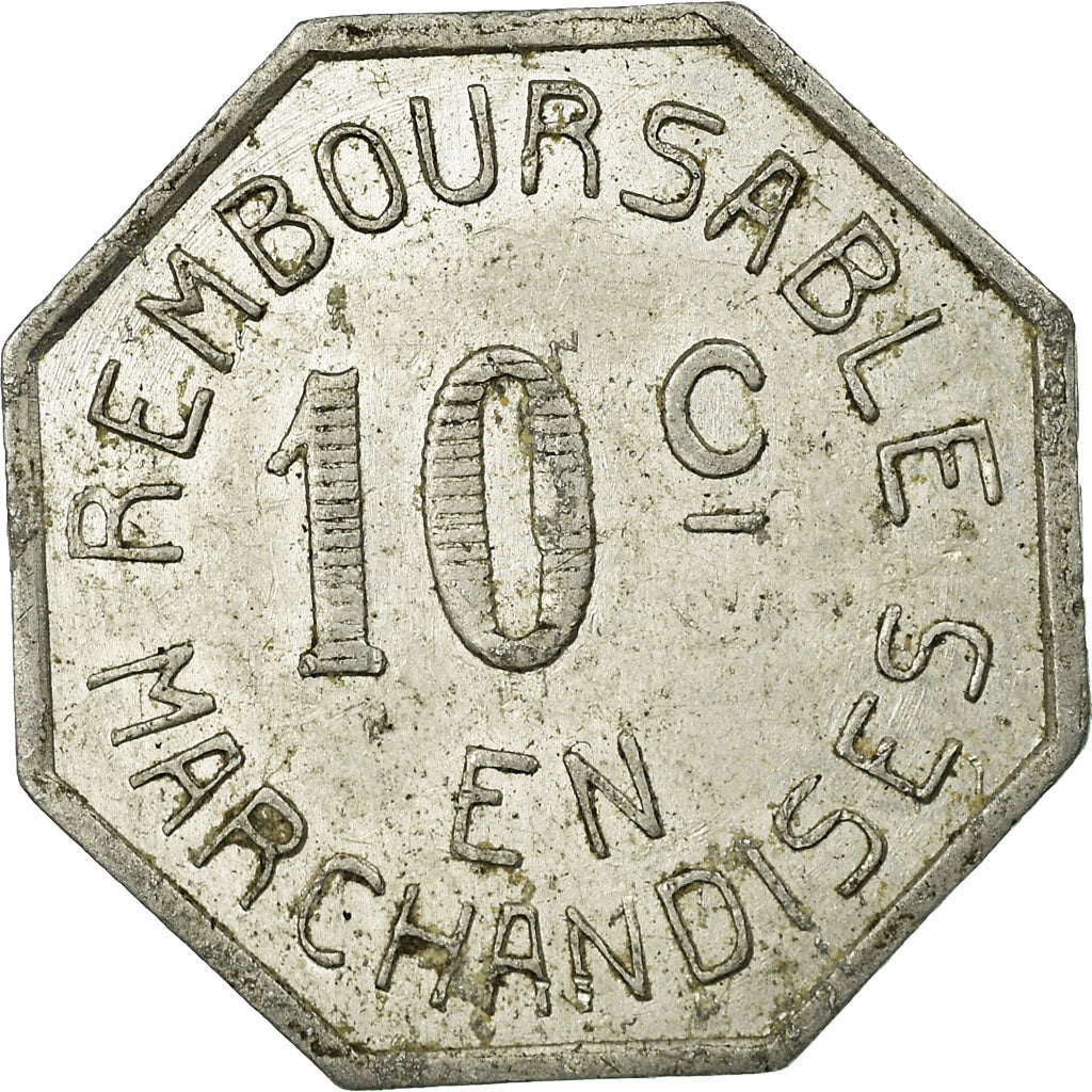 Moneta, Francia, Coopérative Militaire, Pau, 10 Centimes, BB, Alluminio