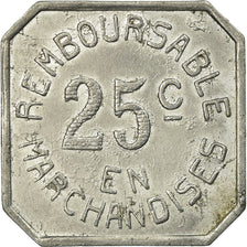 Coin, France, Coopérative Militaire, Pau, 25 Centimes, EF(40-45), Aluminium