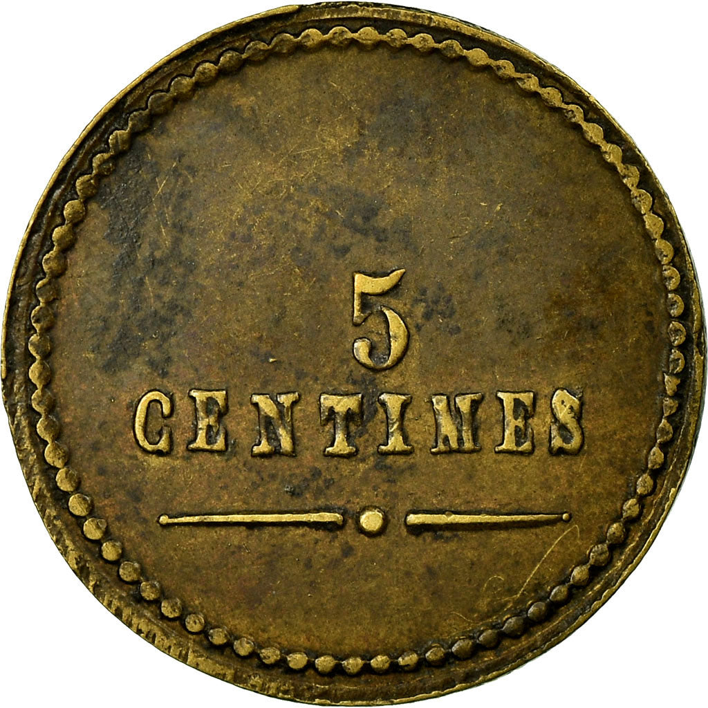 Coin, France, Perret Frères & Olivier, Sain-Bel, 5 Centimes, EF(40-45), Brass