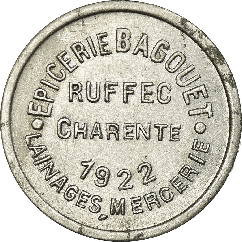 Moneta, Francia, Epicerie BAGOUET, Lainages, Mercerie, Ruffec, 5 Centimes, 1922