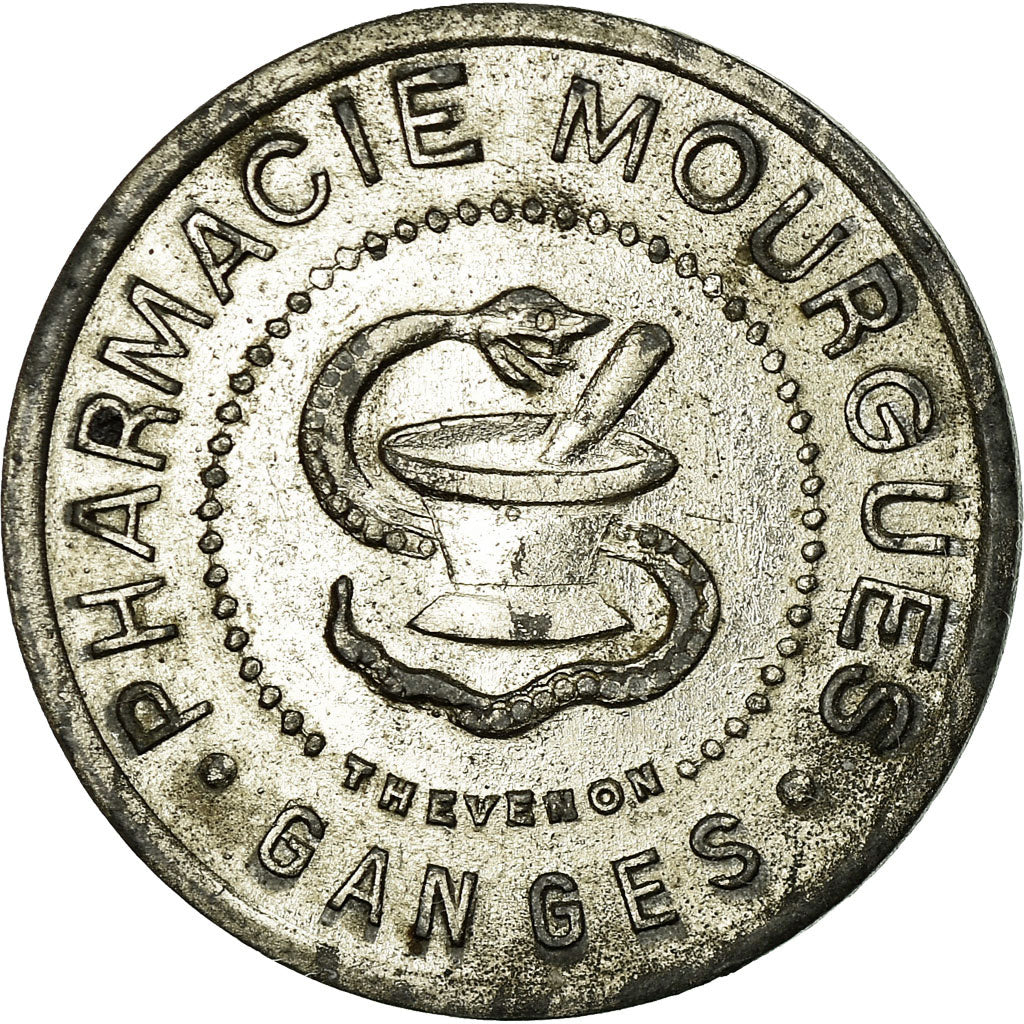 Monnaie, France, Pharmacie MOURGUES, Ganges, 10 Centimes, TTB+, Zinc nickelé