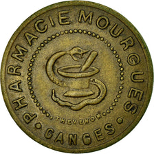 Moeda, França, Pharmacie MOURGUES, Ganges, 25 Centimes, AU(55-58), Latão
