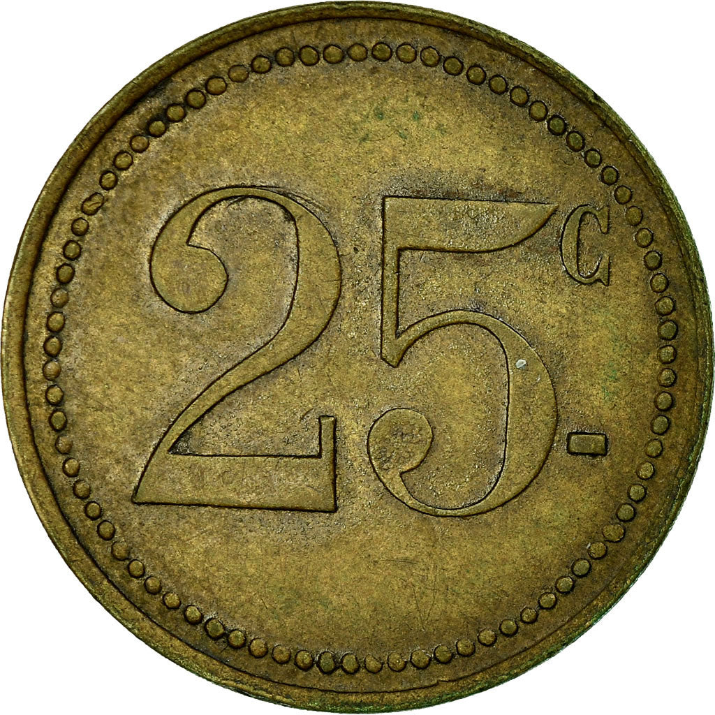 Moeda, França, Pharmacie MOURGUES, Ganges, 25 Centimes, AU(55-58), Latão