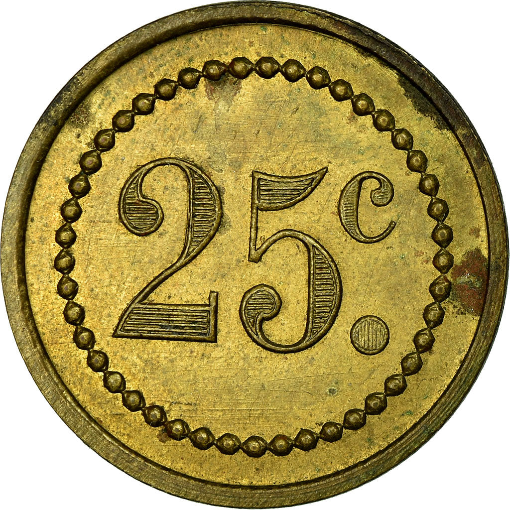 Moneda, Francia, Pharmacie MOURGUES, Ganges, 25 Centimes, EBC, Latón