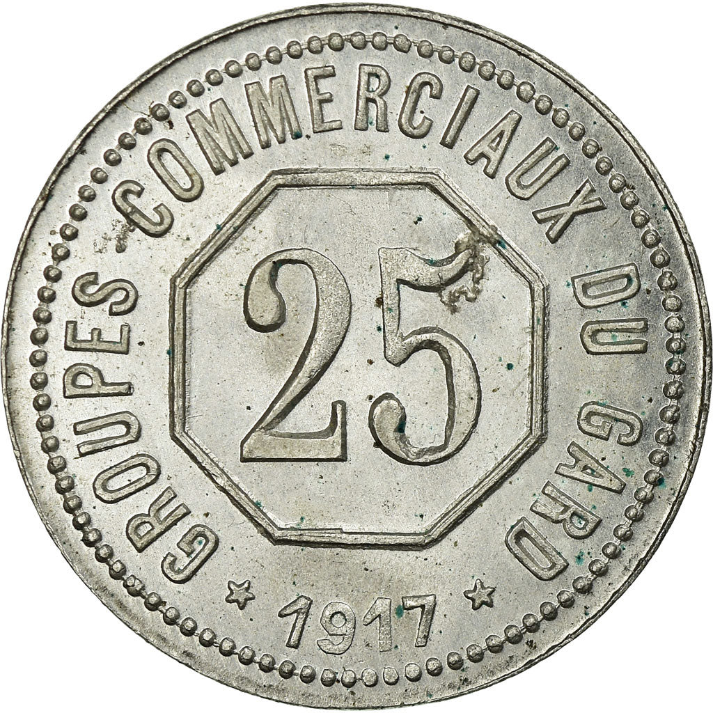Monnaie, France, Groupes Commerciaux du Gard, 25 Centimes, 1917, SUP, Aluminium