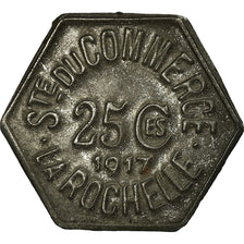 Monnaie, France, Société du Commerce, La Rochelle, 25 Centimes, 1917, TTB