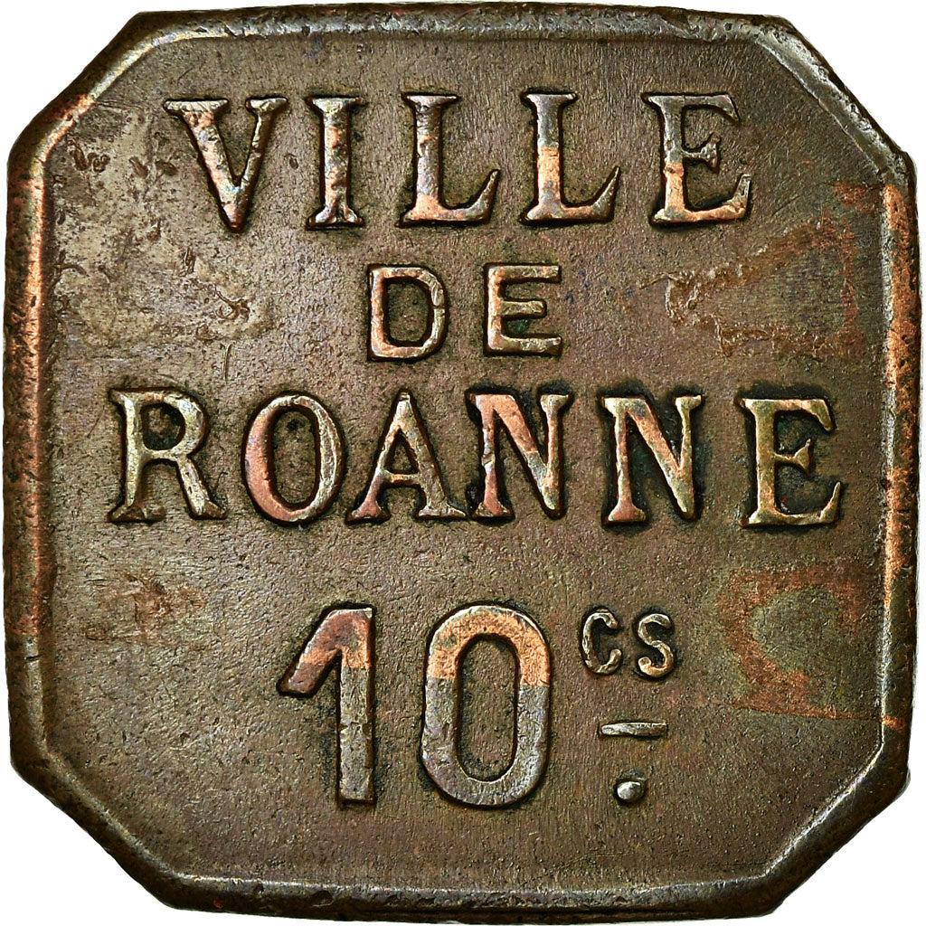 Monnaie, France, Ville de Roanne, Roanne, 10 Centimes, TTB, Cuivre, Elie:10.1