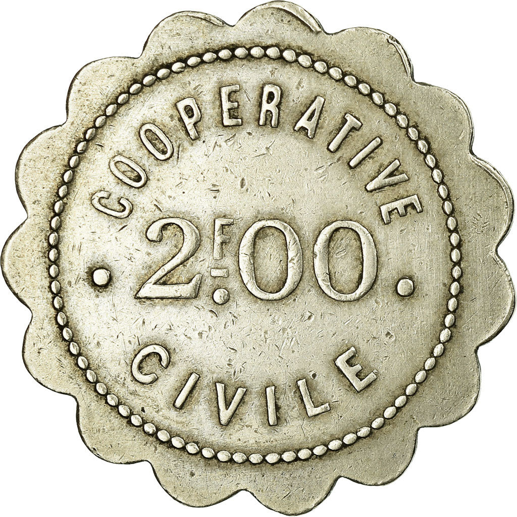 Coin, France, Coopérative Civile La Solidarité, Roanne, 2 Francs, EF(40-45)