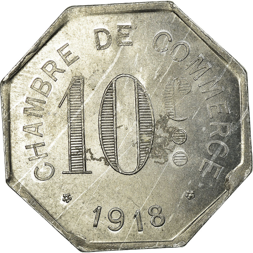 Moneta, Francia, Chambre de Commerce, Rouen, 10 Centimes, 1918, SPL, Alluminio
