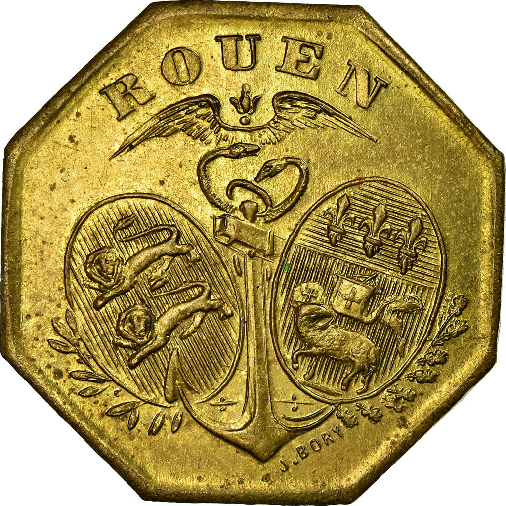 Moneta, Francja, Chambre de Commerce, Rouen, 10 Centimes, 1918, PRÓBA