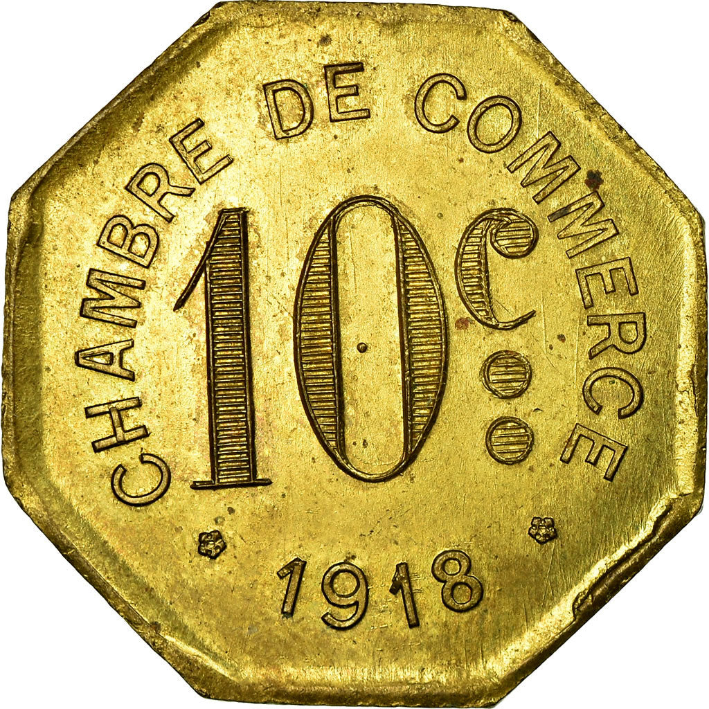 Moneta, Francja, Chambre de Commerce, Rouen, 10 Centimes, 1918, PRÓBA