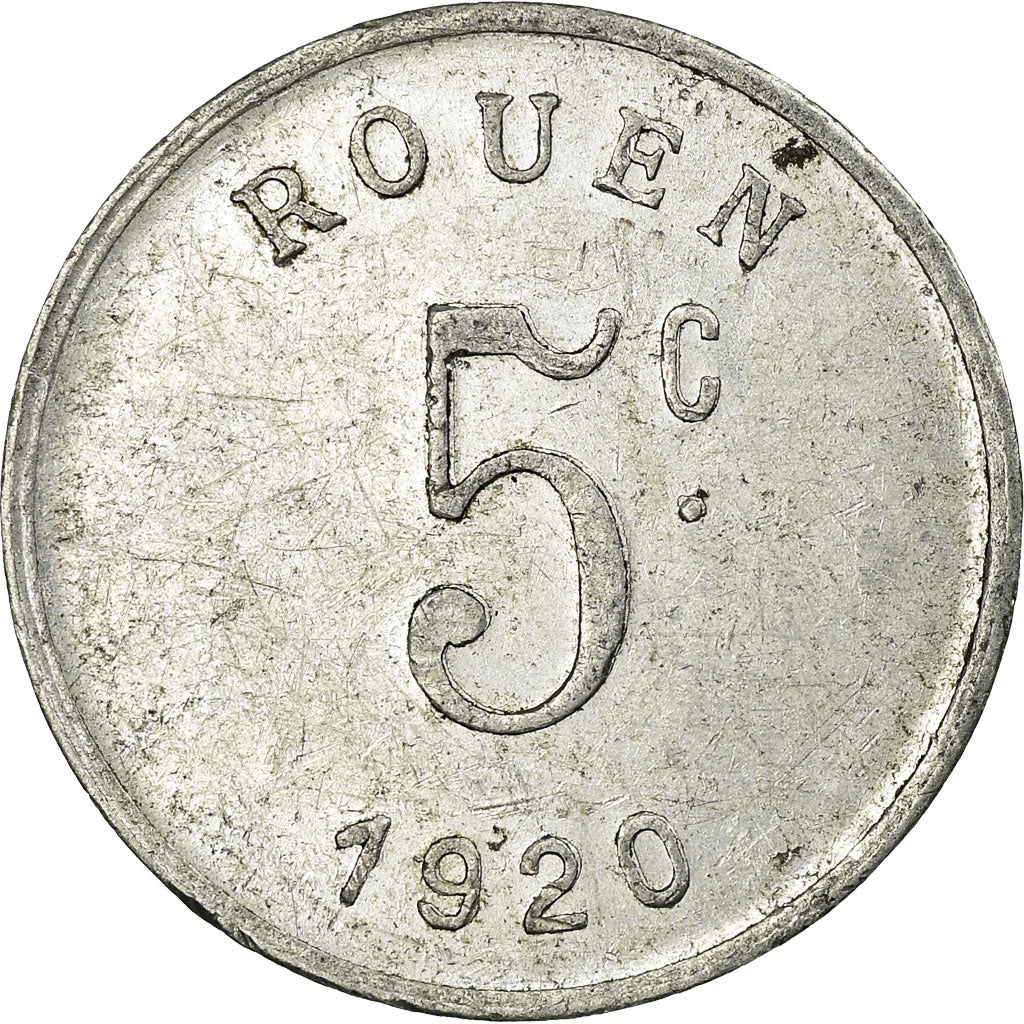 Monnaie, France, Ligue des Commerçants, Rouen, 5 Centimes, 1920, TTB+