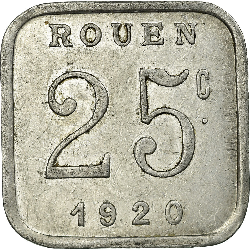 Moneta, Francia, Ligue des Commerçants, Rouen, 25 Centimes, 1920, BB