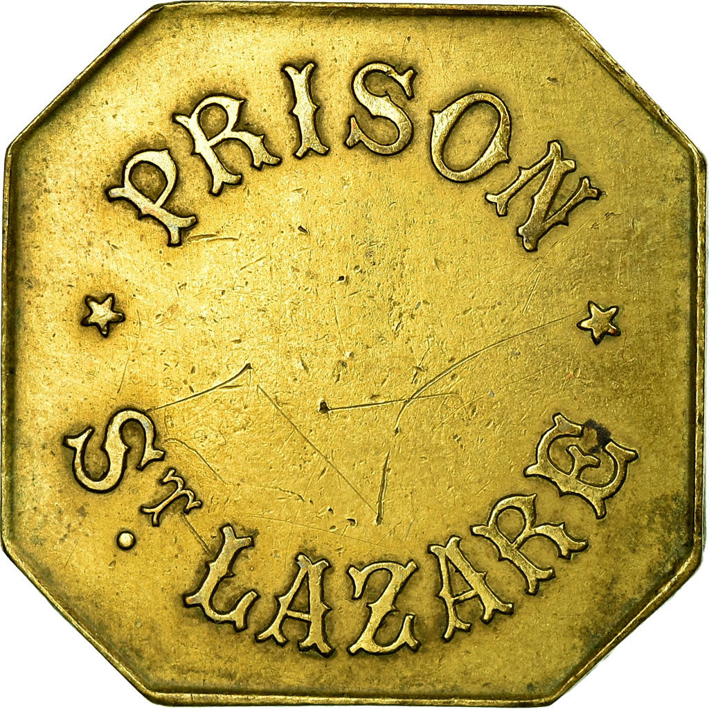 Monnaie, France, Prison St. Lazare, Paris, 25 Centimes, TTB+, Laiton