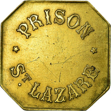 Monnaie, France, Prison St. Lazare, Paris, 25 Centimes, TTB+, Laiton