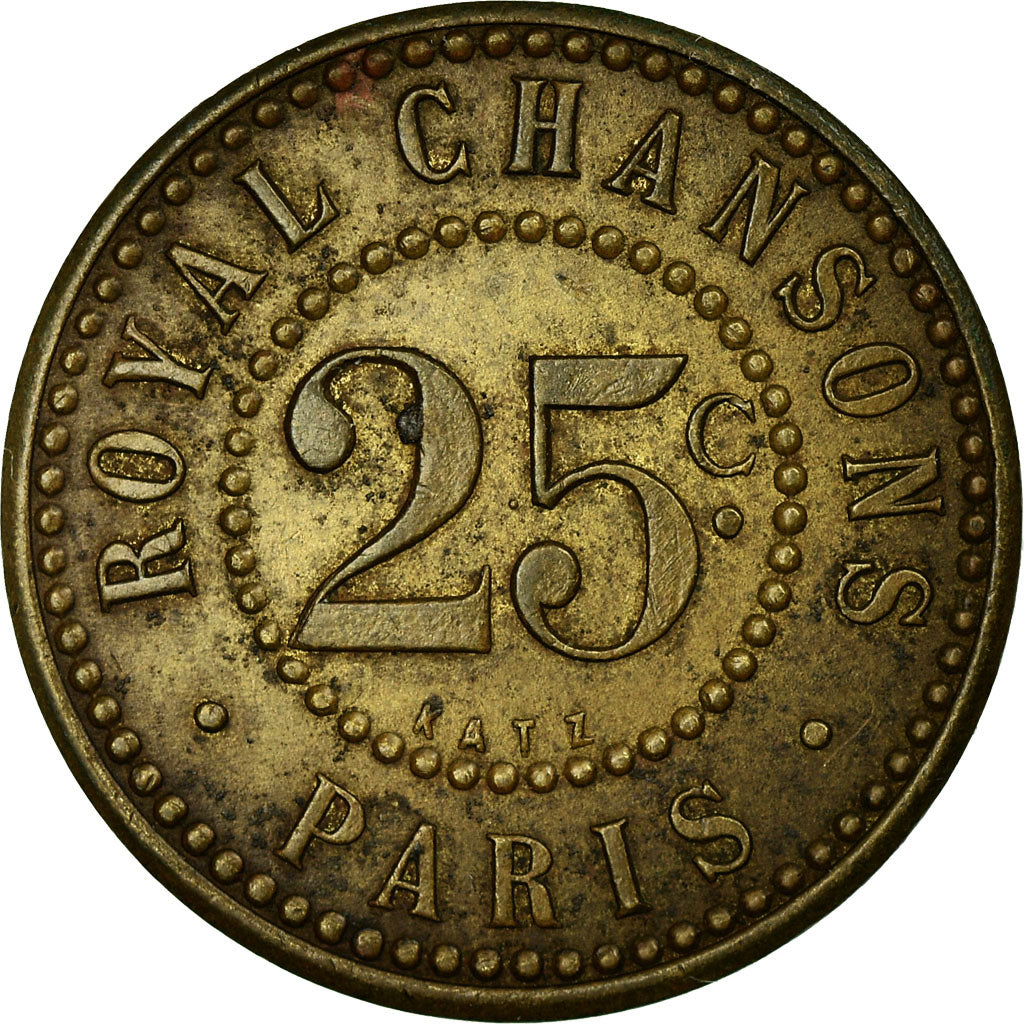 Münze, Frankreich, Royal Chanson, Paris, 25 Centimes, SS+, Messing, Elie:R420.1