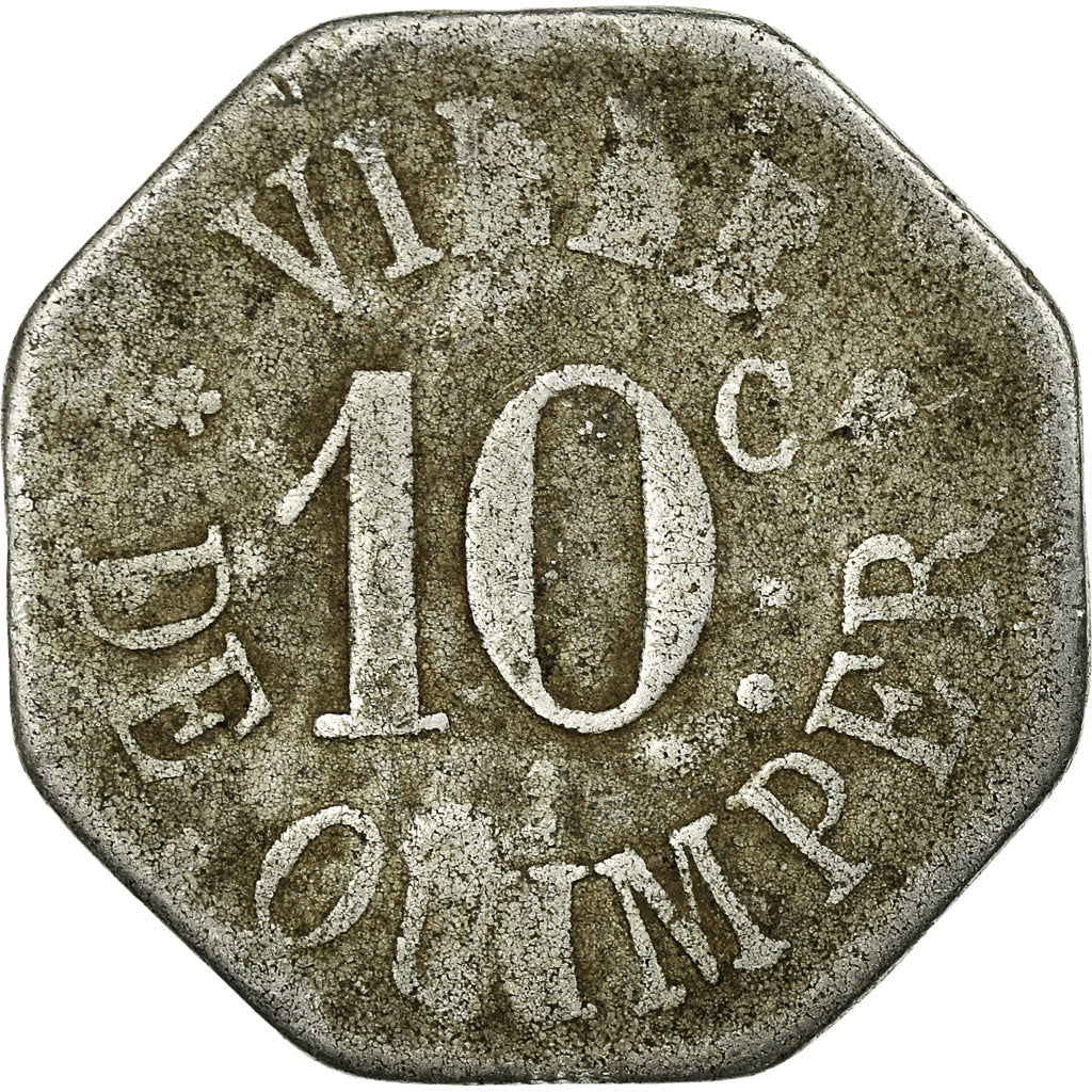 Moeda, França, Fourneau Economique, Quimper, 10 Centimes, VF(20-25), Alumínio