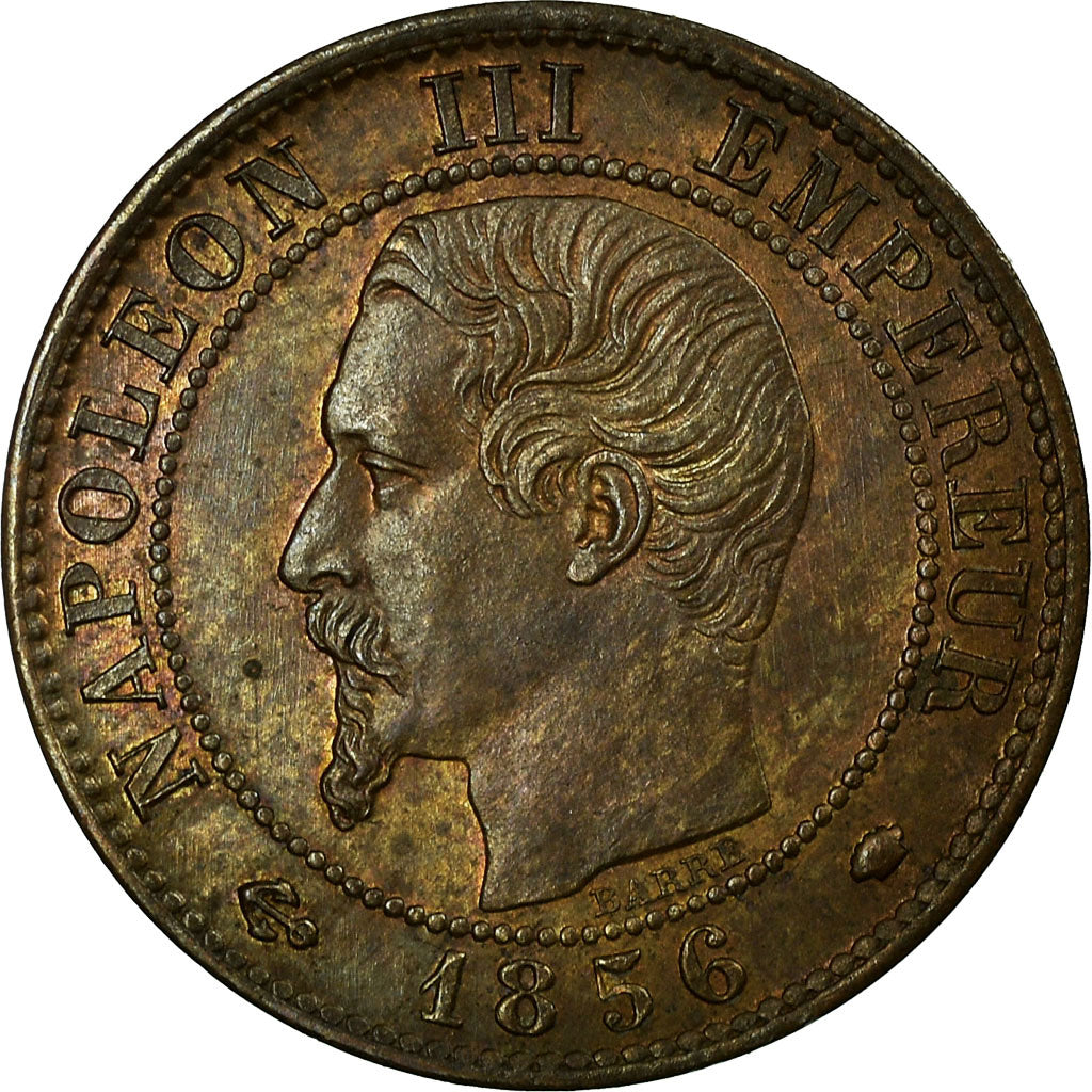 Moneta, Francja, Napoleon III, Centime, 1856, Marseille, Rzadkie, AU(55-58)
