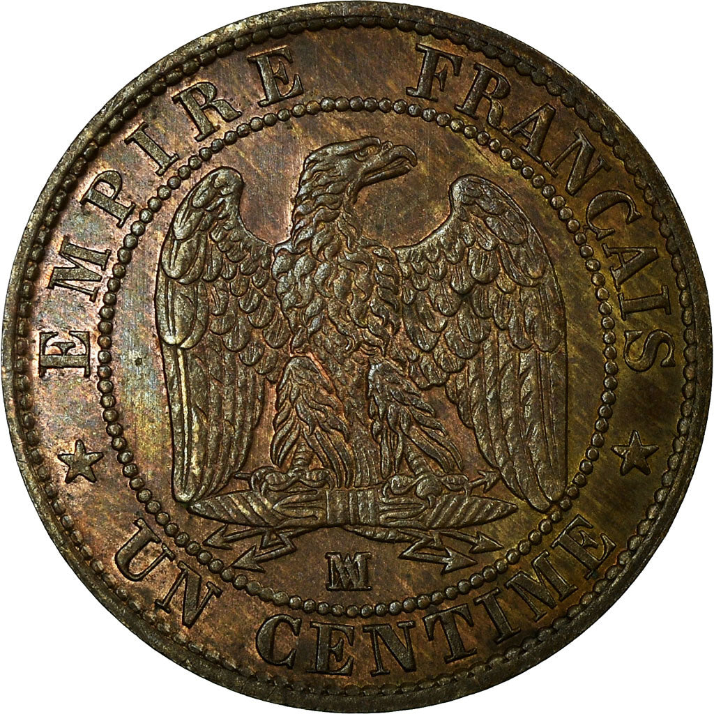 Moneta, Francja, Napoleon III, Centime, 1856, Marseille, Rzadkie, AU(55-58)