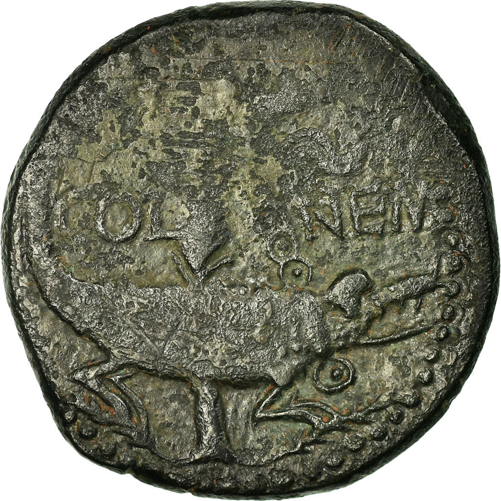 Monnaie, Auguste, Dupondius, 10-14 AD, Nîmes, TB, Bronze, RIC:160