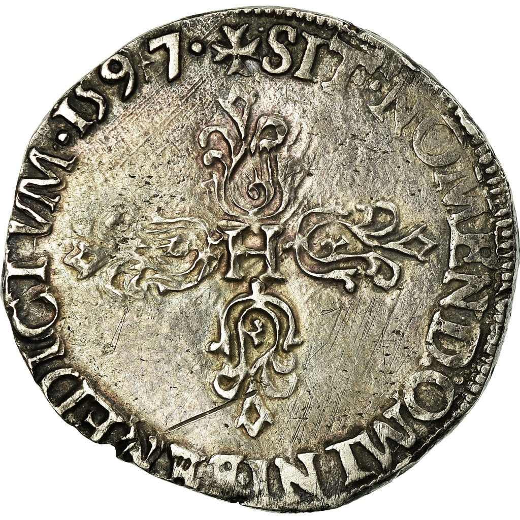 Moneta, Francja, Henri IV, Demi Franc, 1597, Dijon, Bardzo rzadkie, EF(40-45)