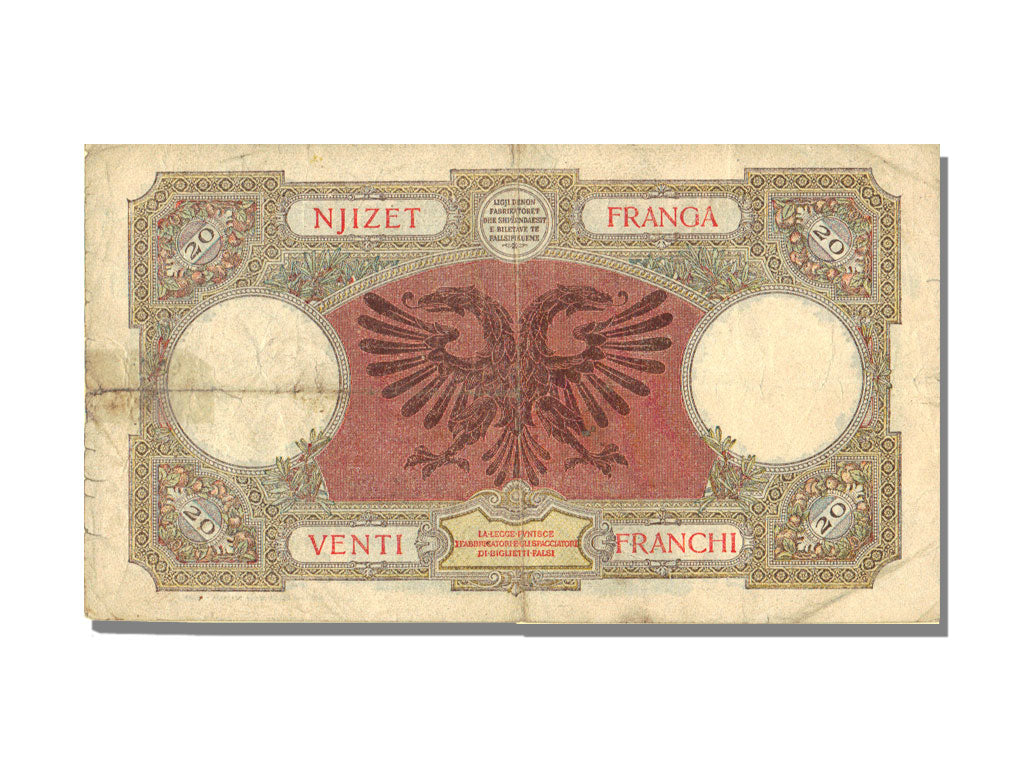 Billete, 20 Franga, Albania, KM:7, BC+