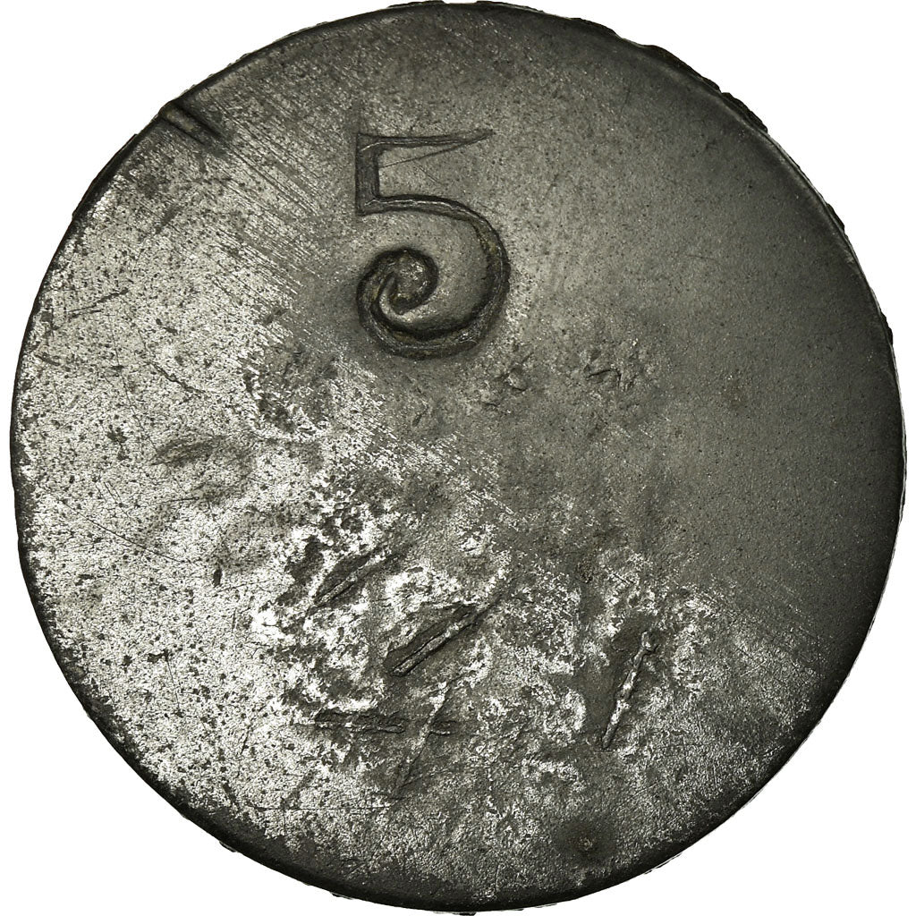 Munten, Frankrijk, P. G (Prisonniers de Guerre), Poitiers, 5 Centimes, ZF, Zinc