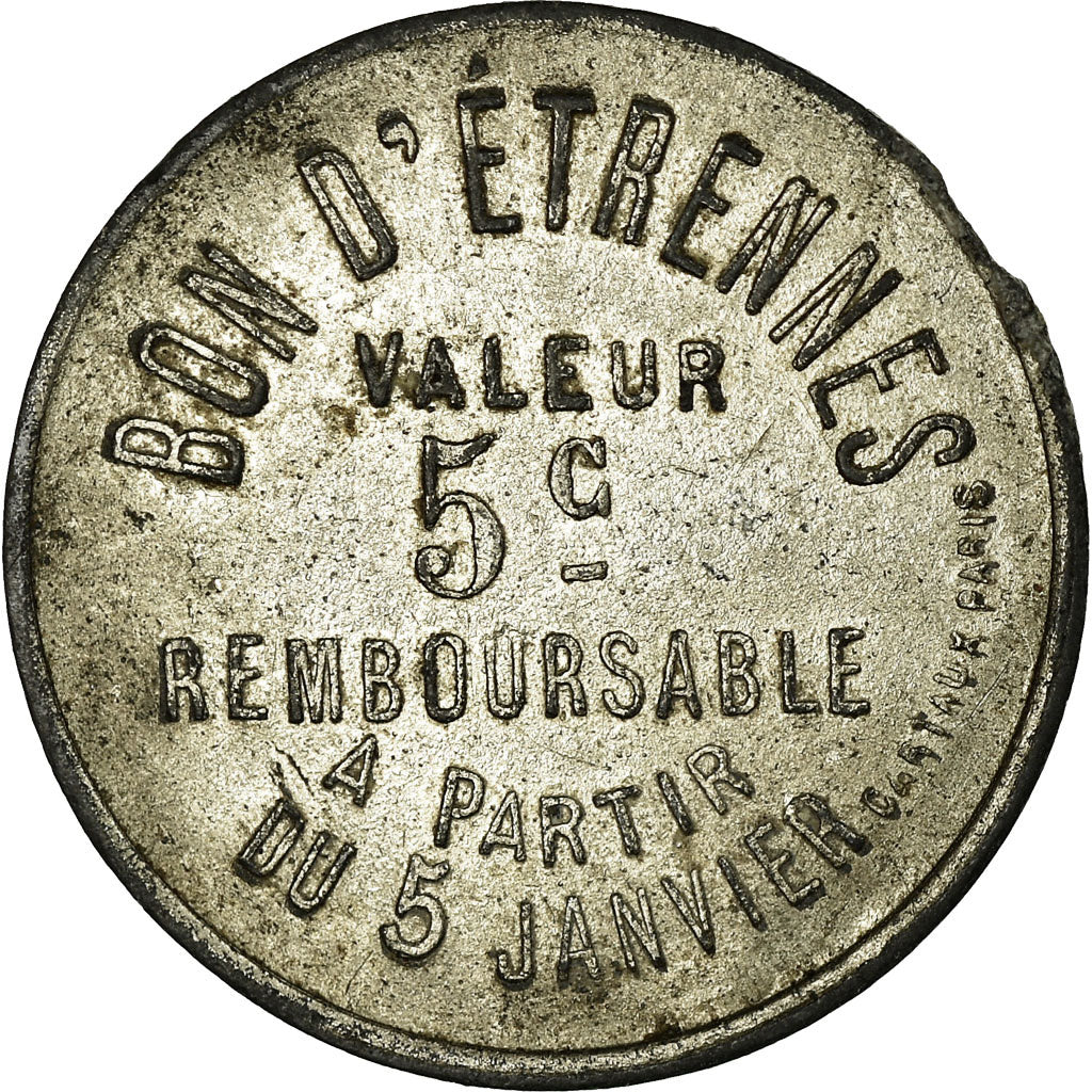 Monnaie, France, Epicerie de la Gare, 5 Centimes, TTB+, Zinc nickelé, Elie:15.1