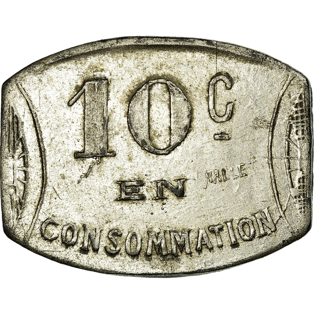 Moneta, Francja, Café BECAT, Pignan, 10 Centimes, AU(50-53), Nickel plated