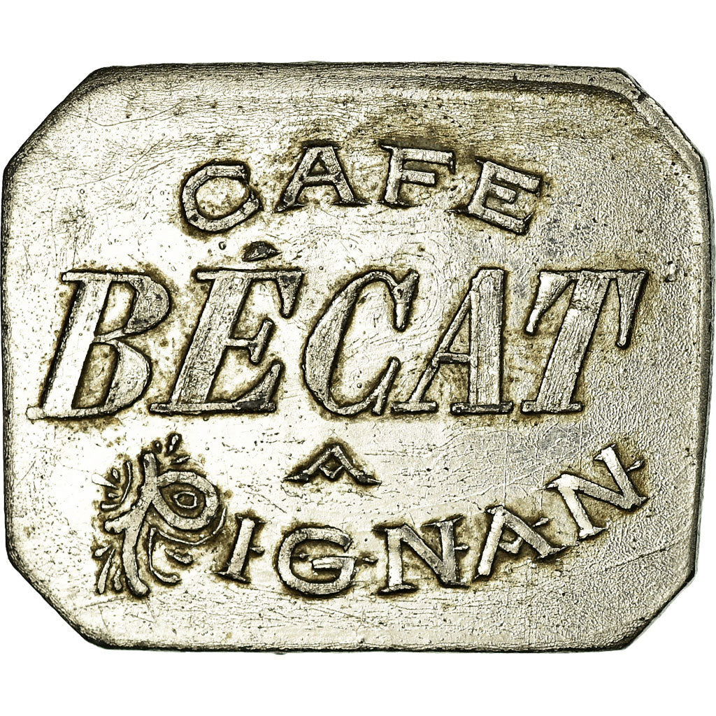 Munten, Frankrijk, Café BECAT, Pignan, 25 Centimes, ZF+, Nickel plated zinc