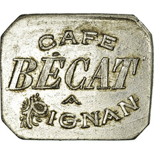 Munten, Frankrijk, Café BECAT, Pignan, 25 Centimes, ZF+, Nickel plated zinc