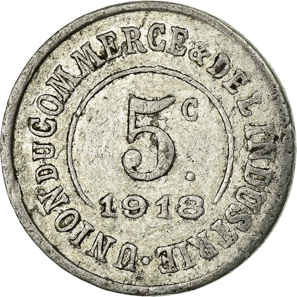 Monnaie, France, Union du Commerce et de l'Industrie, Poissy, 5 Centimes, 1918