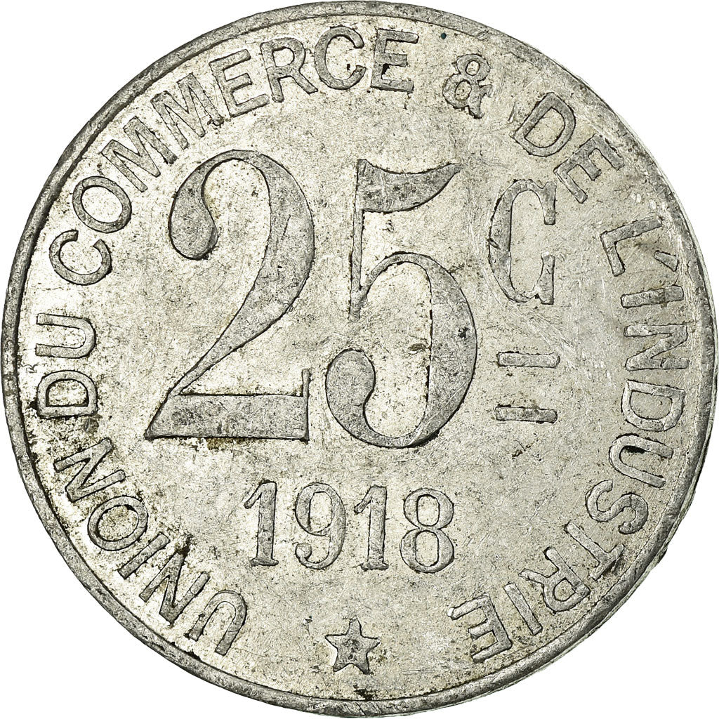 Coin, France, Union du Commerce et de l'Industrie, Poissy, 25 Centimes, 1918