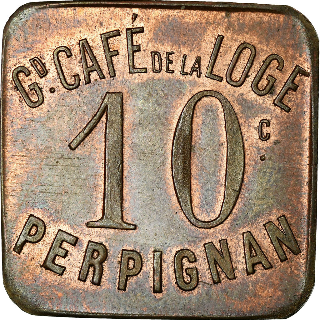 Moneda, Francia, Grand Café de la Loge, Perpignan, 10 Centimes, EBC, Cobre