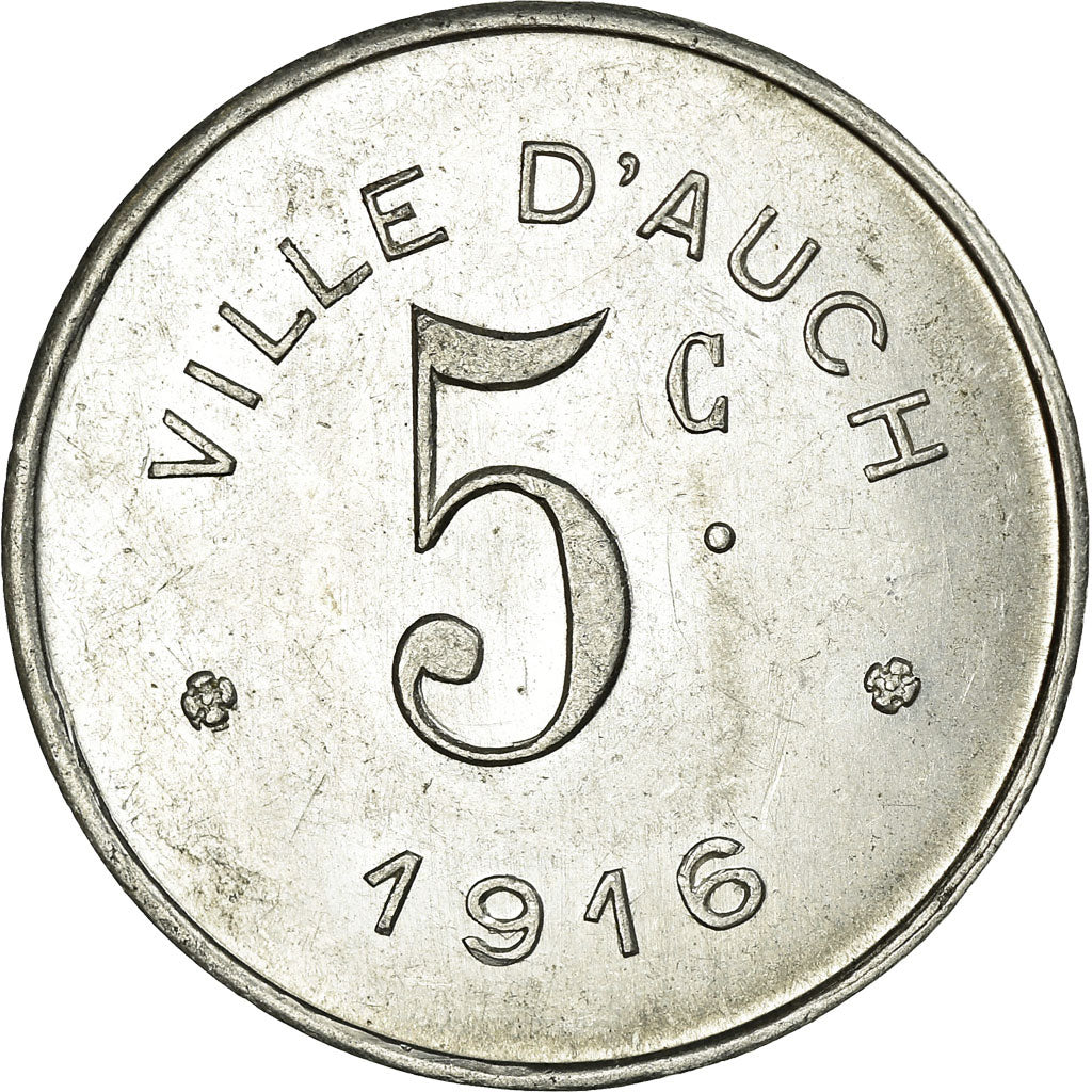 Moneda, Francia, Augusta Auscorum, Auch, 5 Centimes, 1916, SC, Aluminio