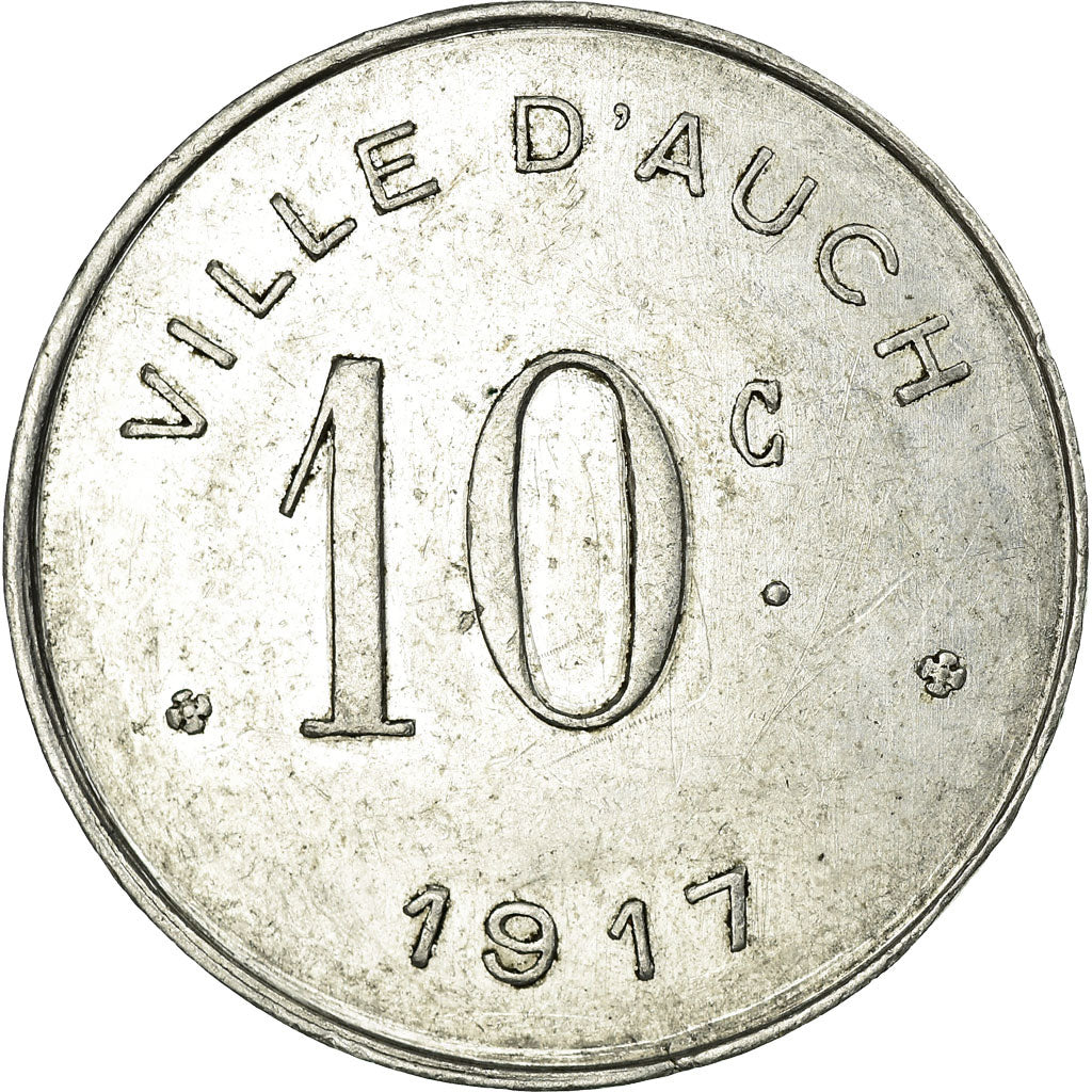 Munten, Frankrijk, Augusta Auscorum, Auch, 10 Centimes, 1917, ZF+, Aluminium