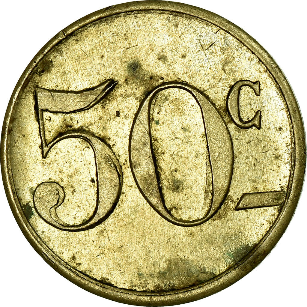 Moneda, Francia, Coopérative, Bages, 50 Centimes, MBC+, Latón, Elie:10.4