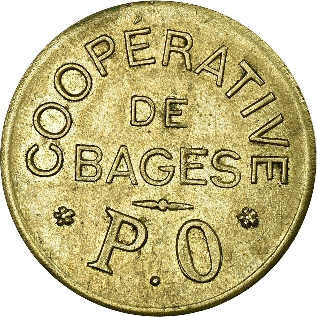 Moneta, Francja, Coopérative, Bages, 1 Franc, Undated, AU(50-53), Mosiądz
