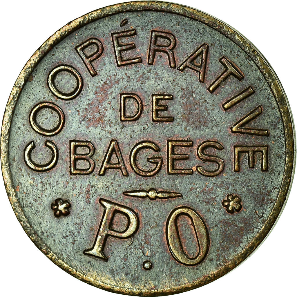 Monnaie, France, Coopérative, Bages, 25 Centimes, TTB+, Cuivre, Elie:10.3