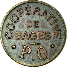 Monnaie, France, Coopérative, Bages, 25 Centimes, TTB+, Cuivre, Elie:10.3