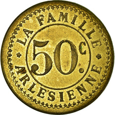 Monnaie, France, La Famille Arlésienne, Arles, 50 Centimes, SUP+, Laiton