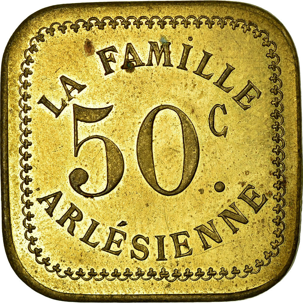 Münze, Frankreich, La Famille Arlésienne, Arles, 50 Centimes, VZ+, Messing
