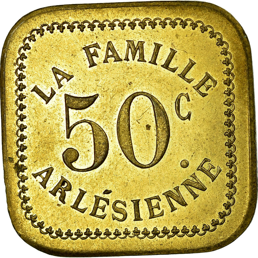 Münze, Frankreich, La Famille Arlésienne, Arles, 50 Centimes, VZ+, Messing
