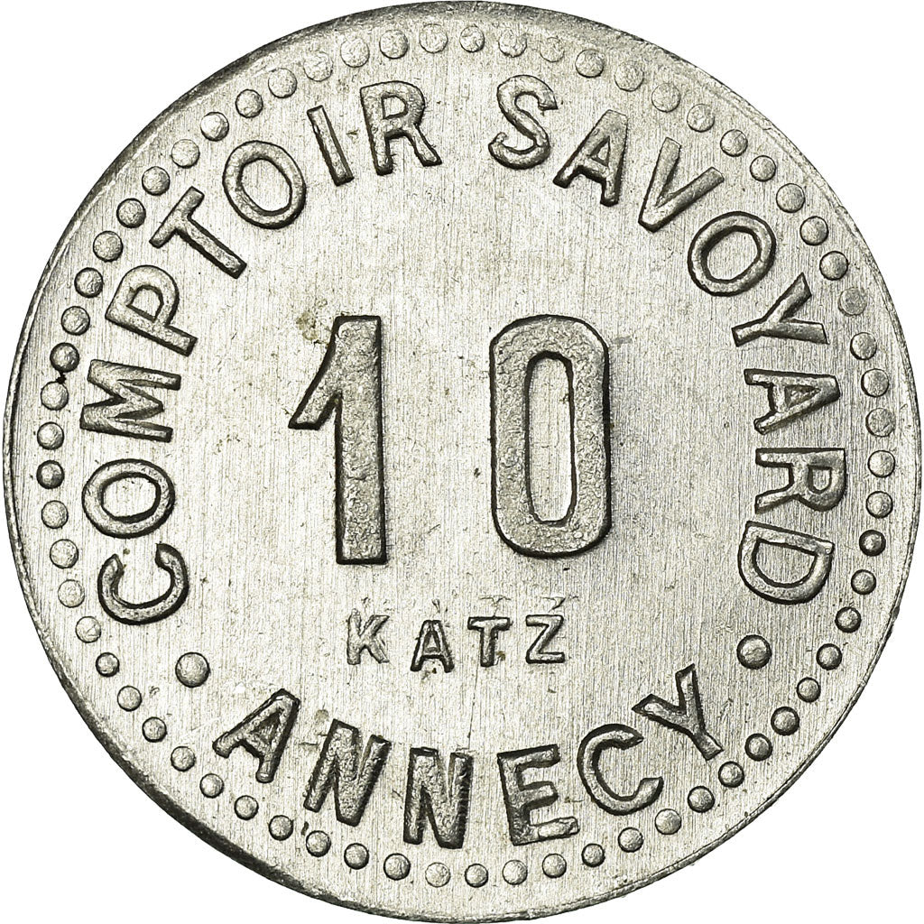Moeda, França, Comptoir Savoyard, Annecy, 10 Centimes, MS(63), Alumínio