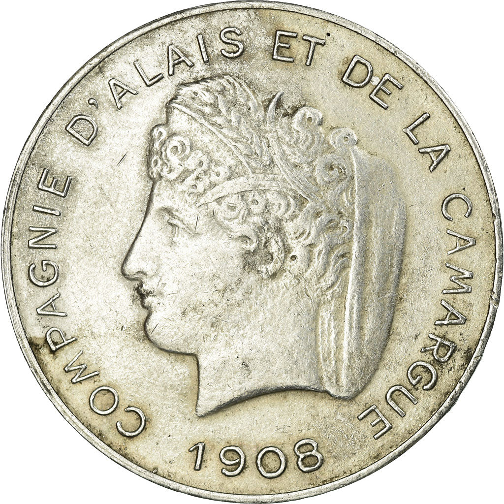 Moeda, França, Compagnie d'Alais et de la Camargue, 10 Centimes, 1908, ENSAIO