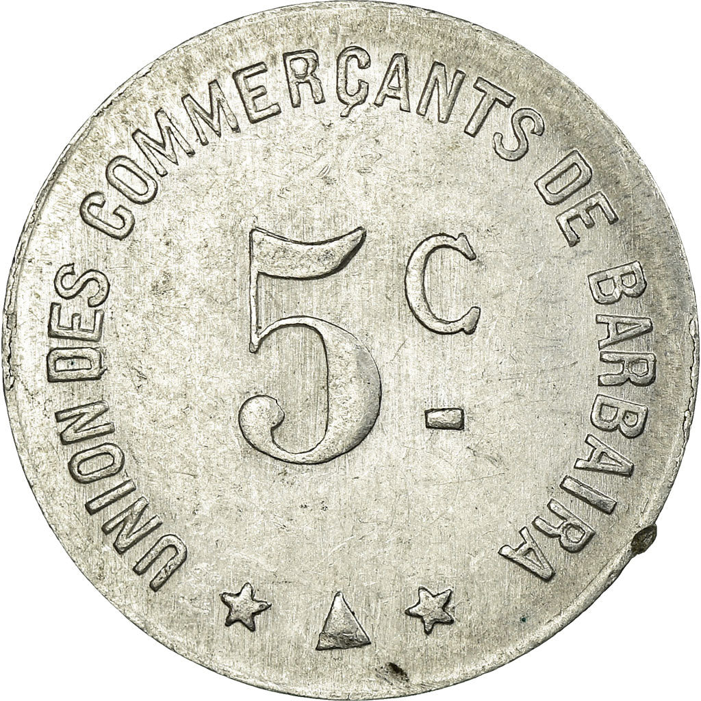 Moneta, Francja, Union des Commerçants, Barbaira, 5 Centimes, AU(55-58)